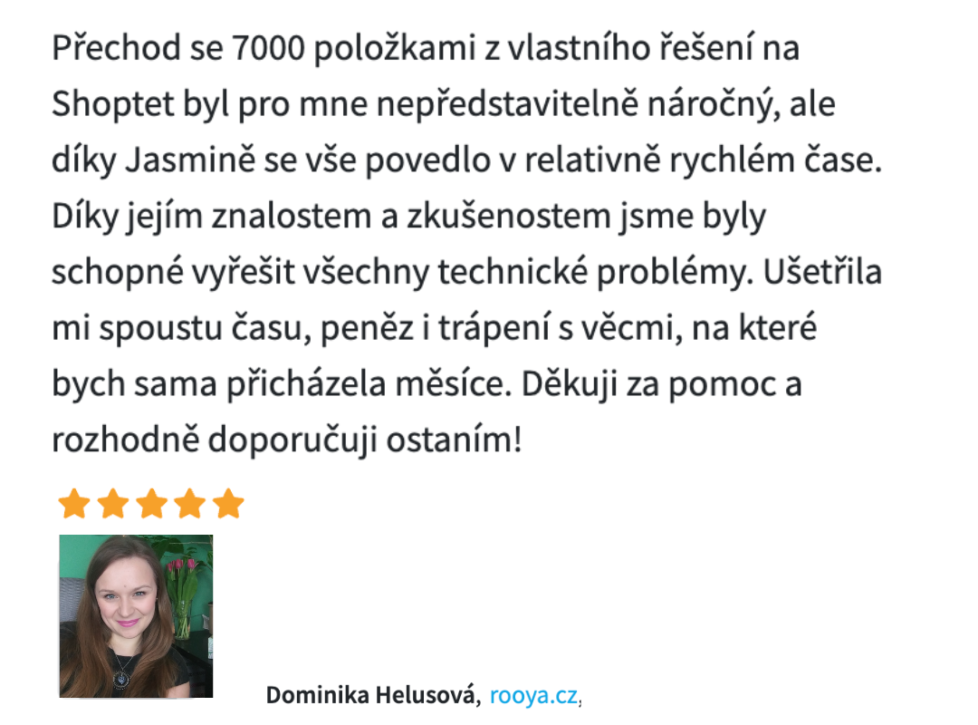 tvorba e-shopu rychle a snadno Jasmina shoptet upgates